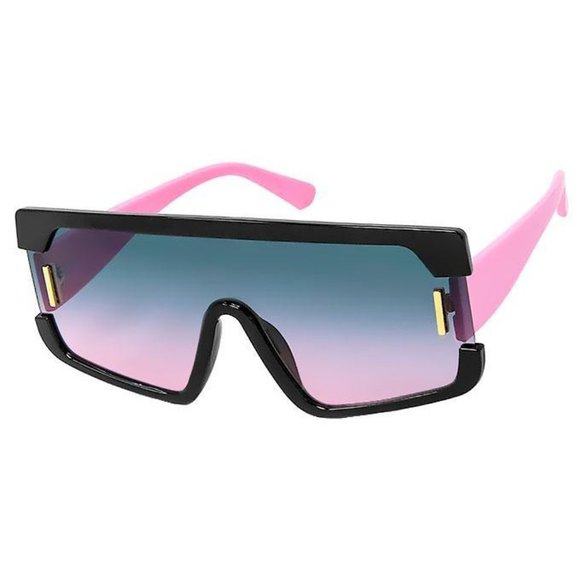 SinCity Sunglasses Accessories - Call Me Naomi Square Flat Top Black, Pink Single Shield Sunglasses Gradient Lens